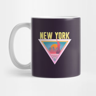 New York City Skyline Silhouette Sunrise Retro 80's / 90's Vaporwave Aesthetics - Bright Vintage Design For Sunny Summer Days Mug